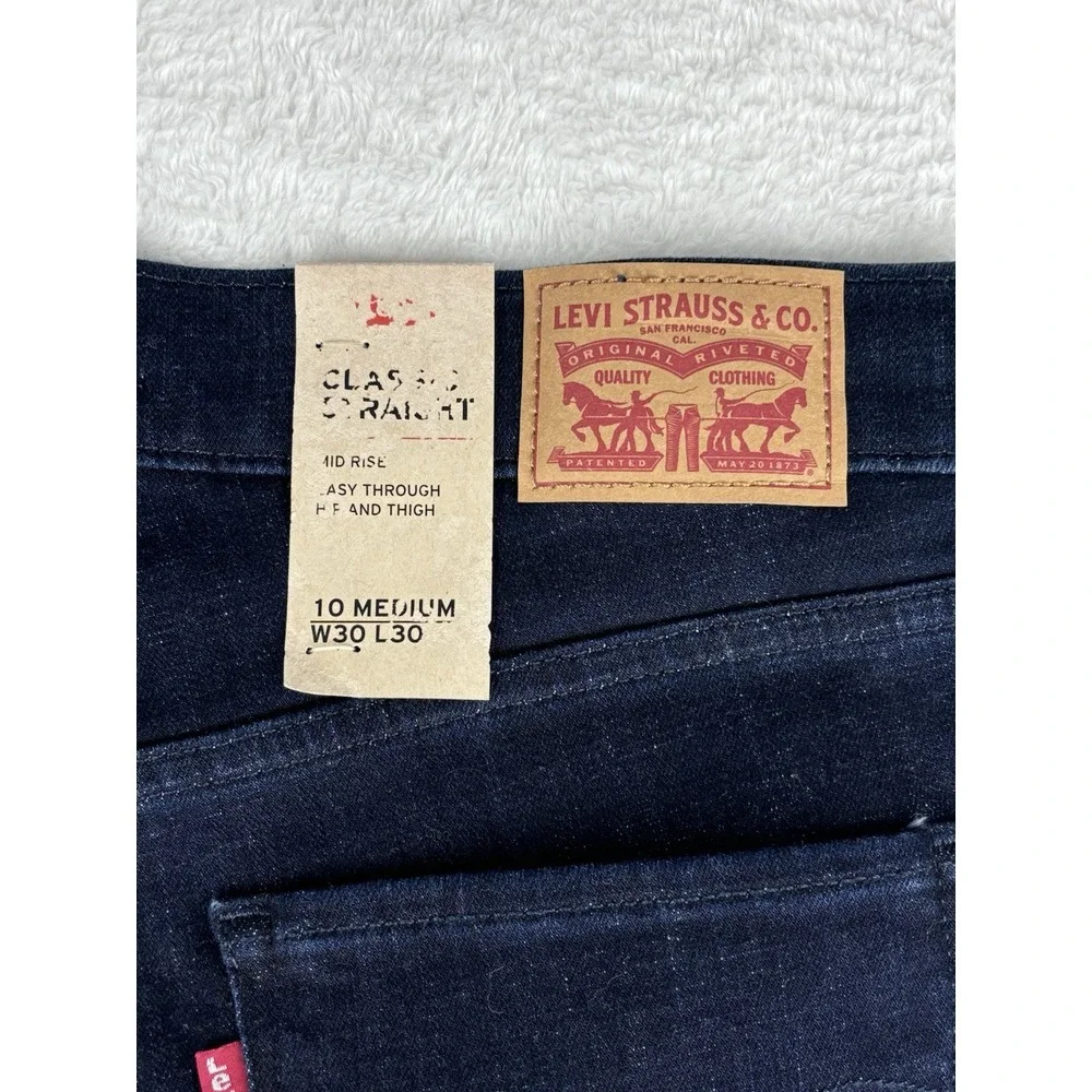 Levi's Jeans Womens Classic Straight Dark Wash Mid Rise Jeans Size 10‎